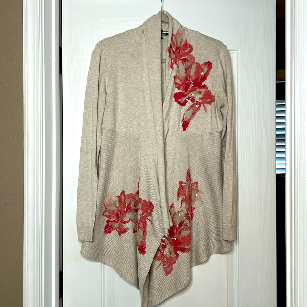 INC International Concepts Open Cardigan Womens Tunic Floral Brown- Size XL